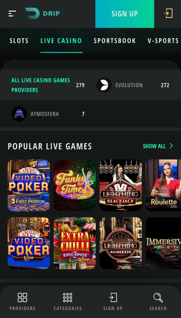 drip casino Gameplay