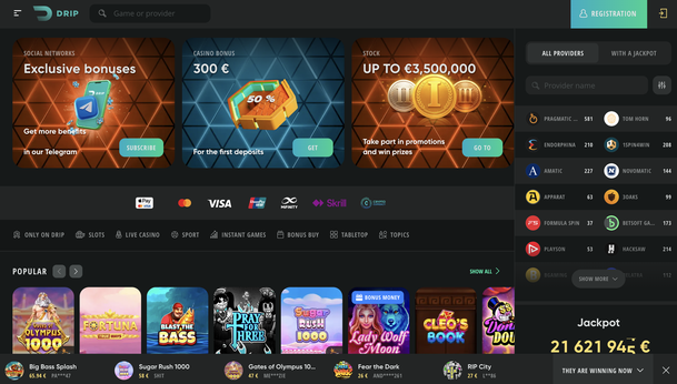 drip casino Jeu
